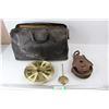 Image 1 : Vintage Leather Doctor Style Bag, Starline Wheel Pully , Misc.