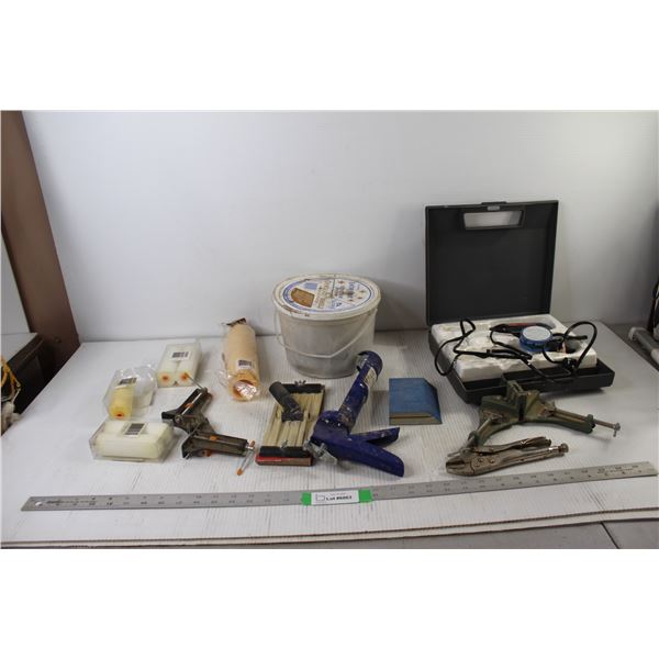 Caulk Gun, Soldering Gun - As Is, Wall Sander, Paint Roller Refills, Wrench