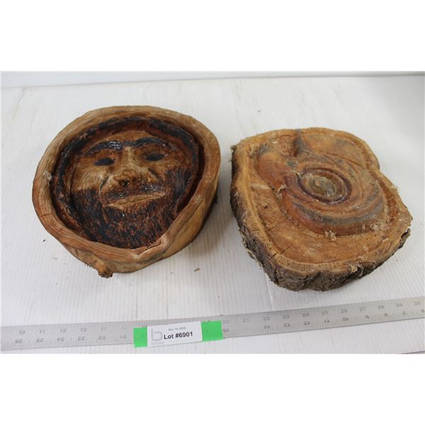(2) Wood Carvings