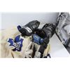 Image 4 : Size 3.5 Skates, Toronto Maple Leaf's Jersey, (3) Gloves, Knee/Shin Pads