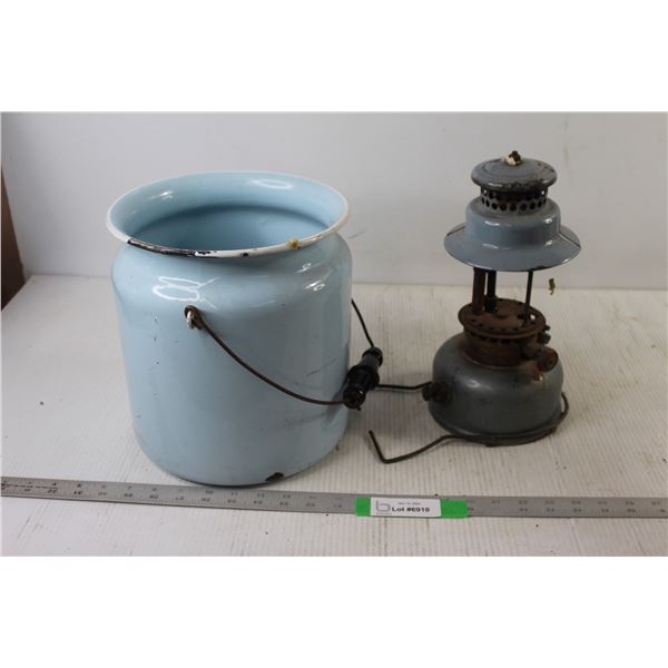 Oil Lamp, Enamel Pail