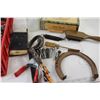Image 2 : Cigar Box, Horseshoe, Brush, Crate, Assorted Tools