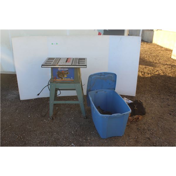 ** King Canada 10" Table Saw - 2.5hp & Rubbermaid Storage Tote w/Contents - as is