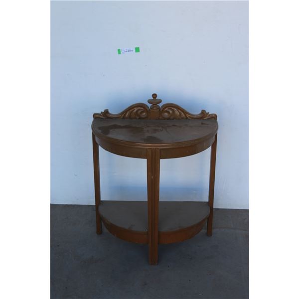 *** Antique Two-Tier Half Moon Table - 22" x 21"