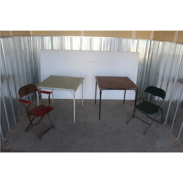 *** (2) Folding Card Tables & (2) Folding Chairs - Table: 30" x 30.5" - Some Wear