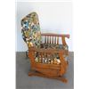 Image 4 : *** Antique Wood & Upholstery Adjustable Rocking Chair  - 38" x 41"
