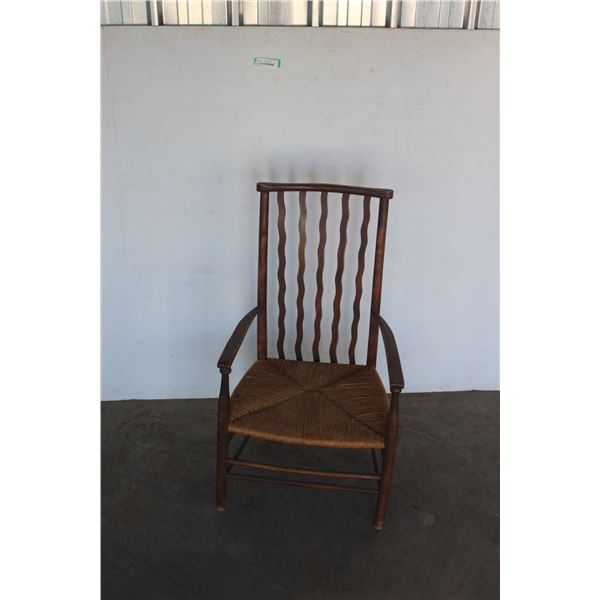 *** Vintage Rattan Seated Chair - Possibly Handmade - 15" x 33"