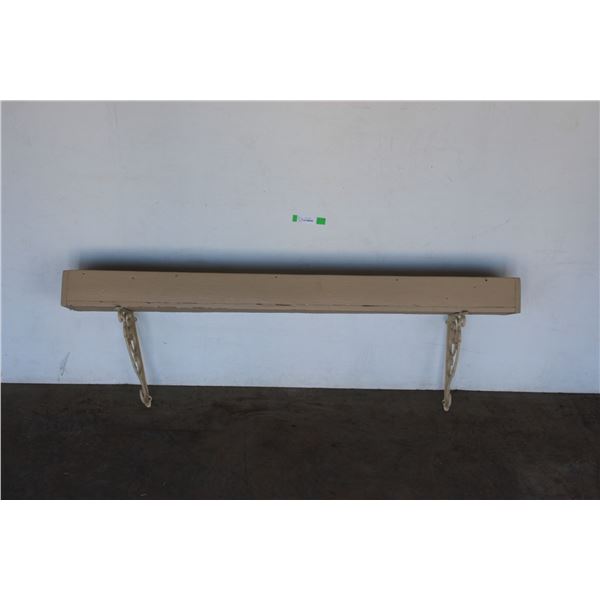 *** Vintage Wooden Planter Box with Cast Iron Metal Wall Brackets - 59” x 21”