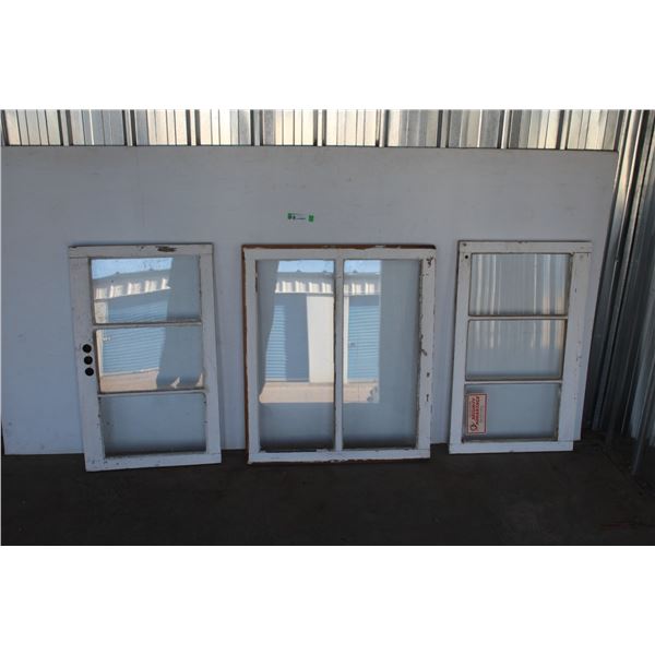*** (3) Vintage Storm Windows: Triple Pane - 34.5" x 20", Double Pane - 29" x 34"