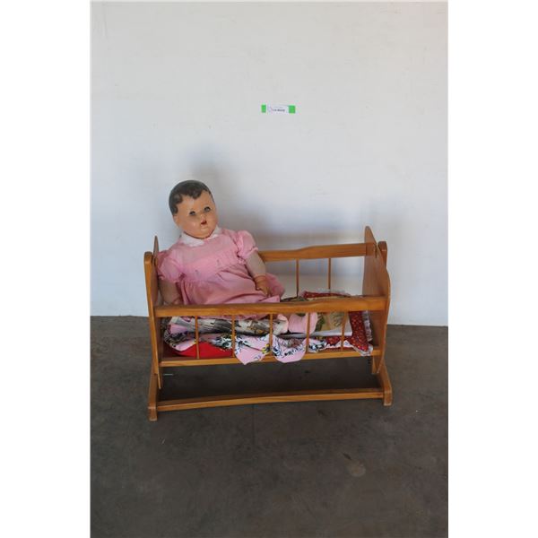 *** Vintage Doll Crib & Doll