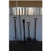*** (6) Garden Tools: Potato Fork, Tiller, Square Mouth Spade, Misc.