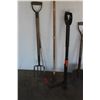 Image 7 : *** (6) Garden Tools: Potato Fork, Tiller, Square Mouth Spade, Misc.