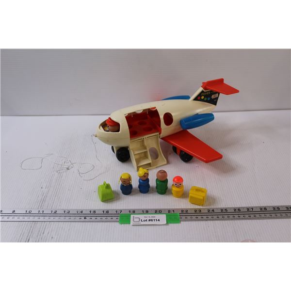 Vintage Fisher Price Airplane & People - Airplane Tail Wing is Broken