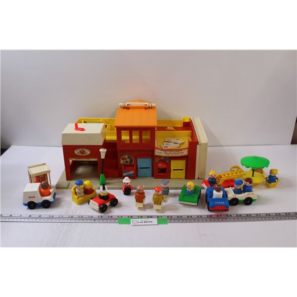 Vintage Fisher Price Main Street Play Set w/Toys & Cars