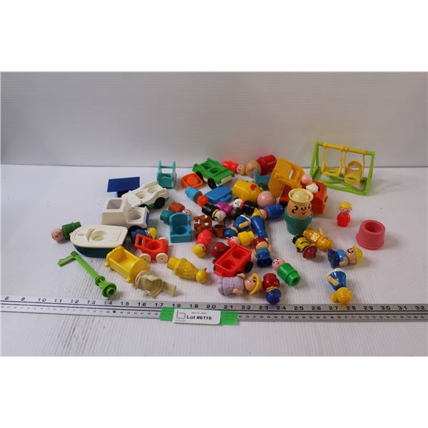 Vintage Fisher Price People & Assorted Toy People & Cars Lot