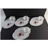Image 3 : (4) Milk Glass Serving Trays with Tea Cups - Chipped