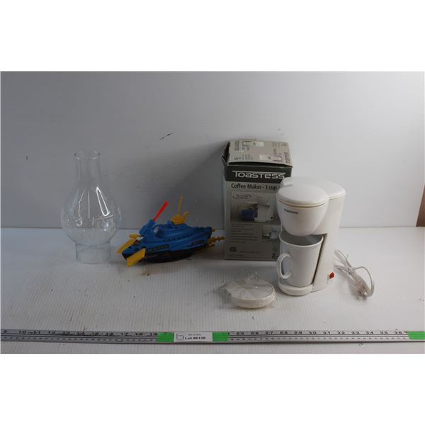 Toastess One Cup Coffee Maker - Tested, Lamp Shade and U.S Navy Ship Toy