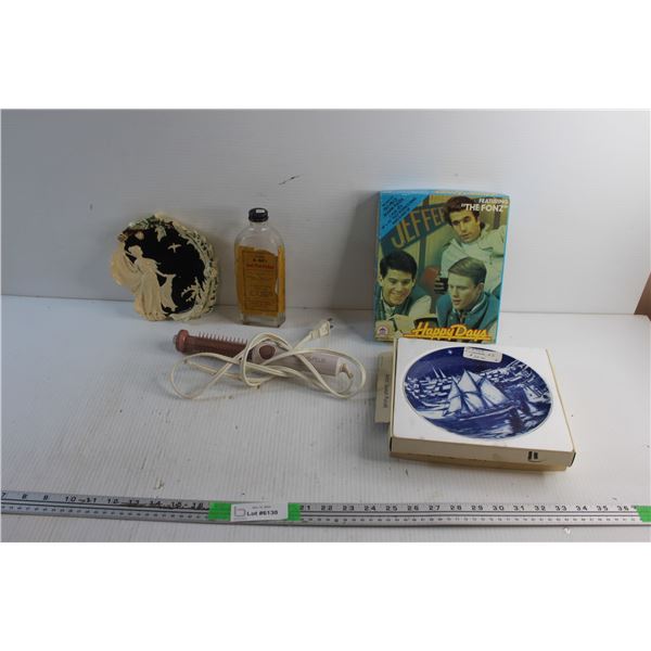 Wall Decor, Red Pine Polish Bottle, Philips Wave Plus Hot Brush - As Is, 1977 Canadian Christmas Pla