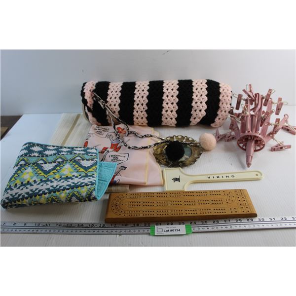 Lot Of Various Items, Crib Board, Clothes Holders, Misc.