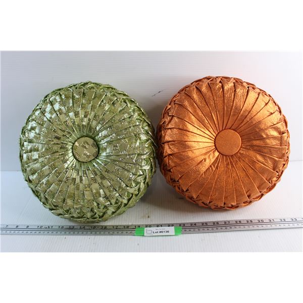 (2) Round Circular Couch Pillows