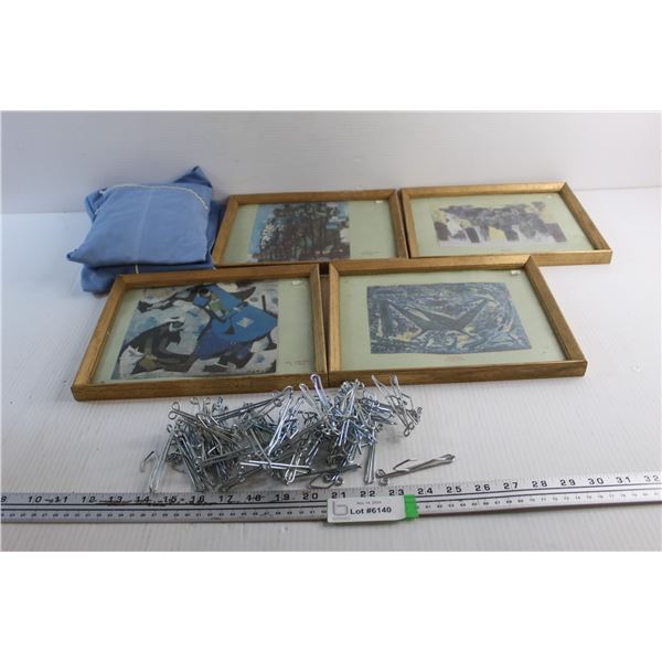 Children's Doll Bed Sheet Set w/ Pillow, (4) Art Prints- All 11'' x 9'' , Misc.