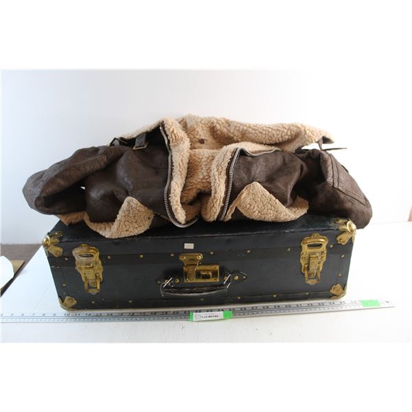 Vintage Suitcase, 26'' x 13'' x 7.5'', Vintage Olympic Canada Bomber Like Jacket- Size Unknown