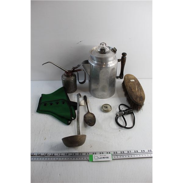 Lot Of Various Vintage Items, Horse Brush, Thumb Oiler, Misc.- Will Not Ship