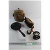 Image 1 : Penn Fishing Reel, Vintage Army Canteen, Small Frying Pan, Misc.