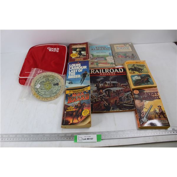 Lot Of Various Books/ Magazines, Railroad Magazine, Wilderness, Cooks Tours Lunch Kit, Misc.
