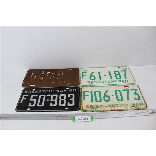(4) Various Vintage Saskatchewan License Plates