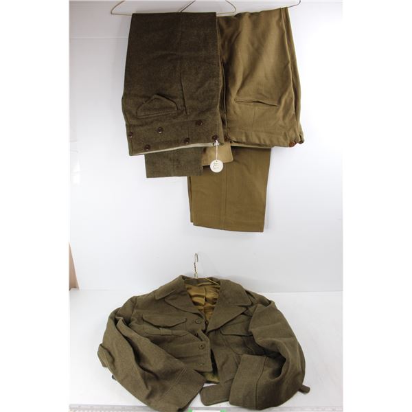 *(2) Pairs Of Vintage Canadian Army Pants w/ Jacket- Marked 1953