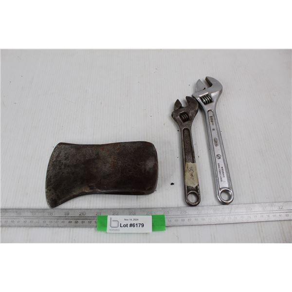 (2) Crescent Wrenches, Axe Head