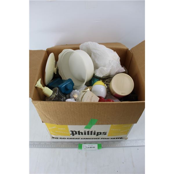 Box Of Various Collectible Avon Perfume Bottles