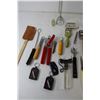 Image 2 : Assorted Vintage Kitchen Utensils, Shoe Brushes, Terminator Sound Effect Keychains