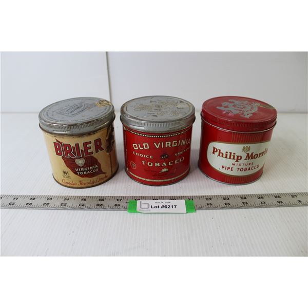 (3) Vintage Tobacco Tins (Brier, Philip Morris, Old Virginia)