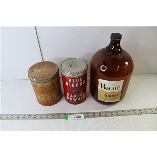 (3) Vintage Containers (Christies, Blue Ribbon, Hermit Sherry)