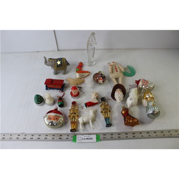 Assorted Christmas Tree Ornaments, Glass Virgin Mary Statue 7" Tall