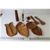 Image 1 : (3) Vintage Wood Platters, Vintage Wood Spoon Holders, Wood "Rings & Things" Teapot Jewelry Holder, 