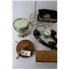 Image 2 : Antique/Vintage Assorted Items (Telephones, Reading Lamp, Canning Lifters, Wood Clothes Line Pulley 