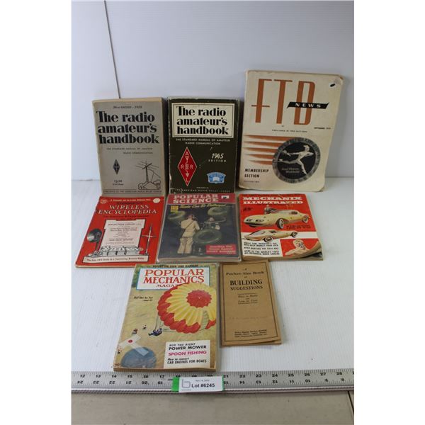 (9) Vintage Books (Amateur Radio, Popular Science, Popular Mechanics)