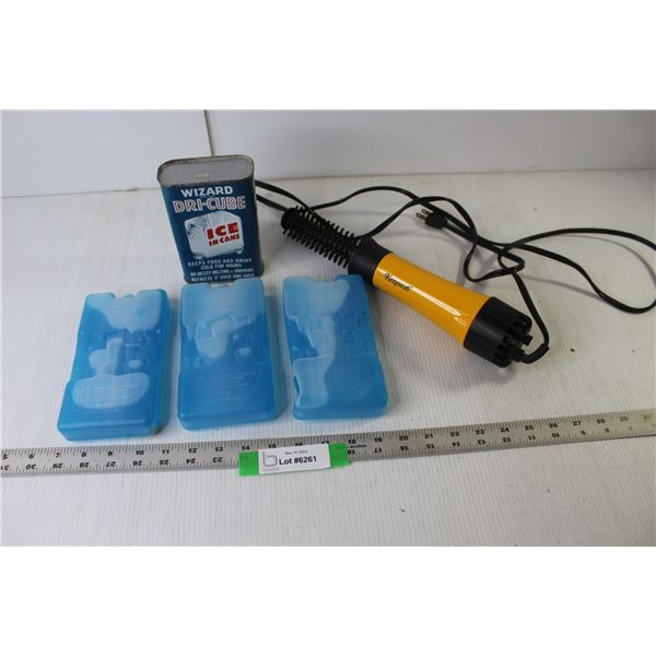 Vintage Can Wizard Dri-Cube, (3) Refreezable Ice-Packs, Kenmore Electric Hair Curler - Working - Thi