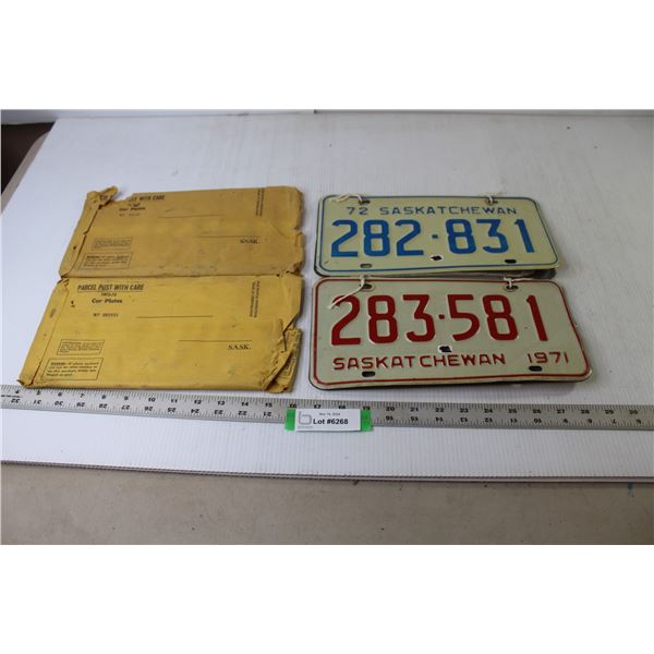 (2) Pair Vintage Saskatchewan License Plates