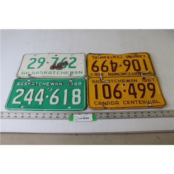(4) Vintage Saskatchewan License Plates