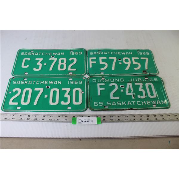 (4) Vintage Saskatchewan License Plates