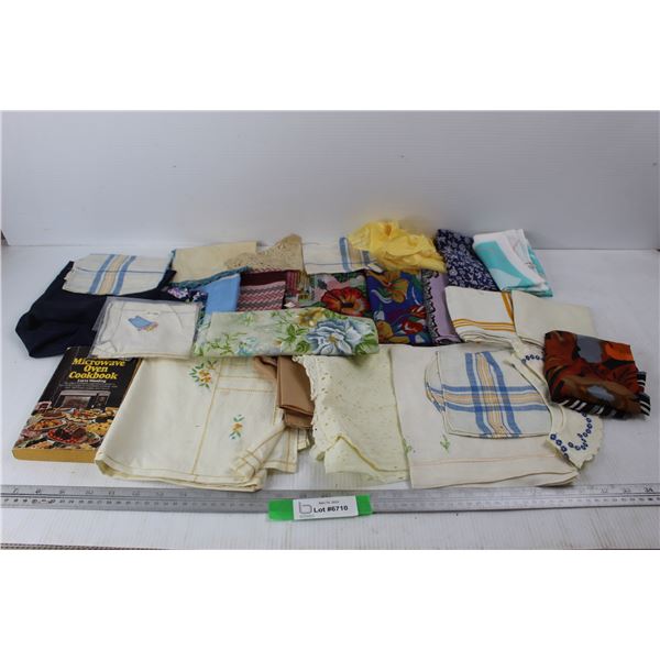 Lot Of various Scarfs/ Fabric, Microwave Oven Cookbook