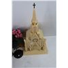 Image 2 : Lot Of Various Decor Pieces, Plastic Church Christmas Music Playing Decor, (2) Candle Holders, Misc.