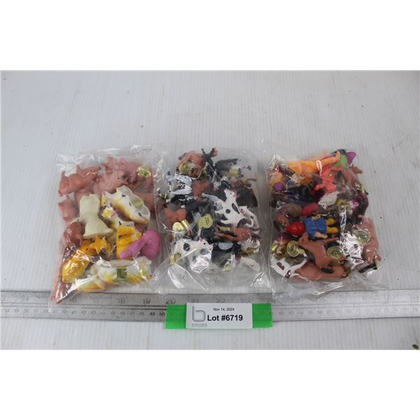 (3) Bags Of Various Small Plastic Toy Animals