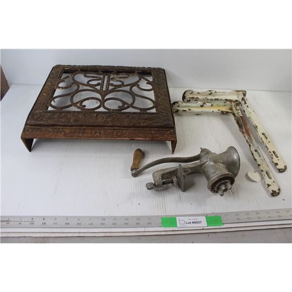 Beef Grinder, Cast Iron Floor/Wall Grate, Cast iron Brackets