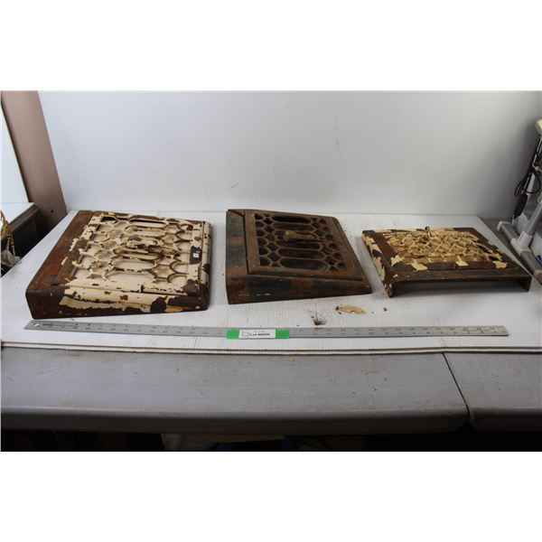 (3) Cast Iron Floor/Wall Grates