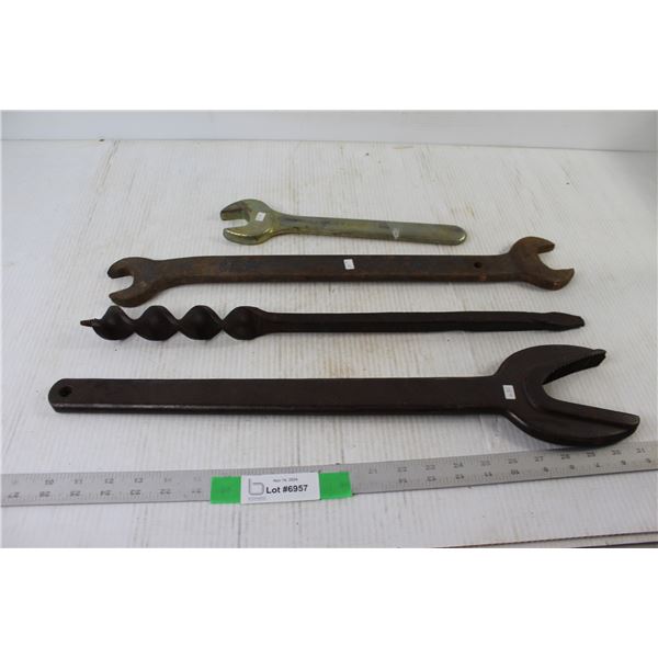 (3) Wrenches, Auger Bit